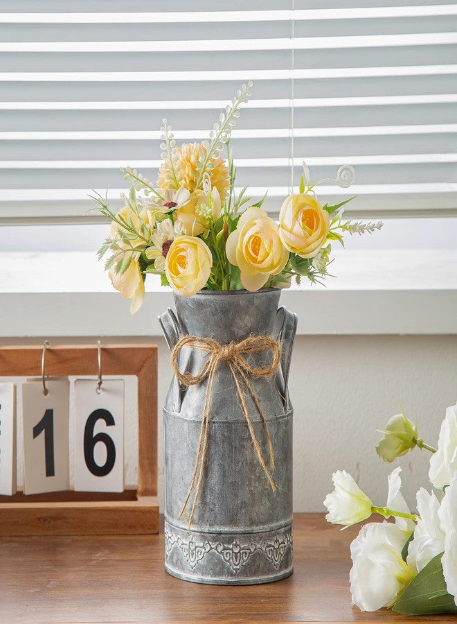 TIMRIS Vintage Galvanized Milk Can, Farmhouse Decorative Flower Pitcher Vase, Rustic French Country Metal Jug for Flowers,7.2'' H - Image 3